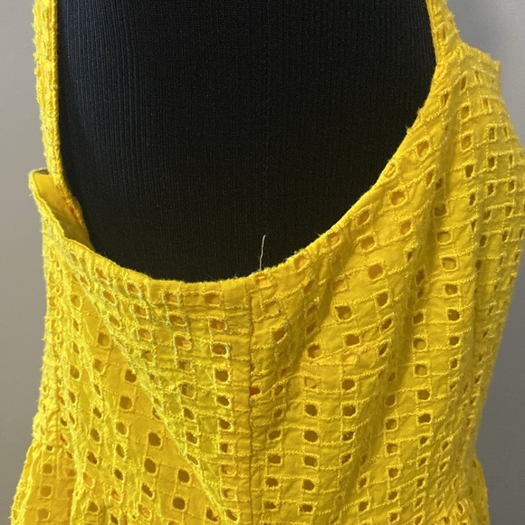 J Crew Yellow Embroidered Eyelet Lace Button Front Midi Sundress Sz 14 - Picture 8 of 13